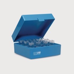 Cuvette rack with attached lid, PP | Description : Cuvette rack with attached lid